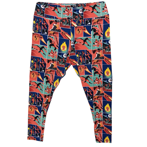 LulaRoe The Incredibles Leggings Orange and Blue Graphic Size TC2 - Picture 1 of 7